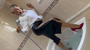 Office Shirt and Leather Skirt! Dunking!