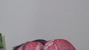 CupKCindy I am wearing a red panty who's and red boots I am fucking my pussy with a white toy hear me moaning masturbating hairy bush h