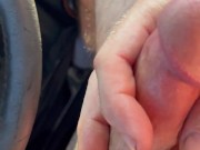 Hard cock slaps on steering wheel