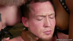 Four ladyboys giving facial to male