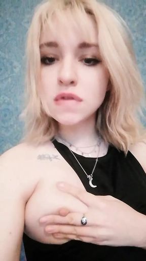 Gentle charming striptease and games with a toy