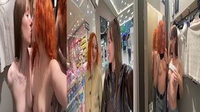 making out in dressing room with hot redhead / lesbian public sex