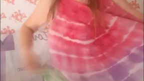 Sexy MILF shakes her big natural tits in provocative striptease
