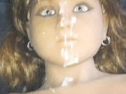 Getting fuck by shemale doll and cumming on her face