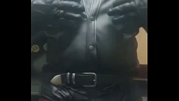 Black Full Leather Gear Smoke, Cock Stroke &amp_ Cum