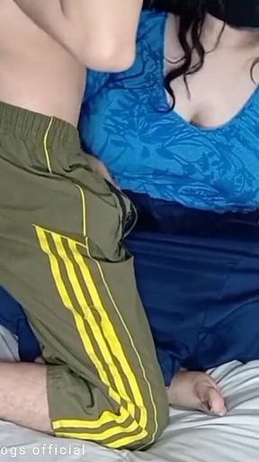 Indian Desi Chubby Wife Giving Handjob to My Neighbor and He Grabs Her Big Boobs During Live Webcam Show
