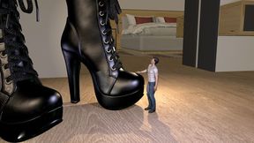 Giantess Stomps Slave In Her Boots, Socks, Bare Foot