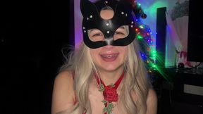 merry christmas! deepthroat in the new year with tears in a beautiful harness! pov!