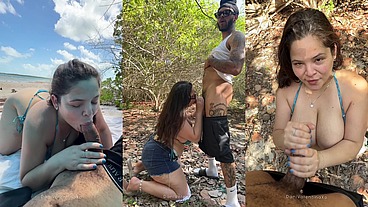 Sneaky Beach Hookup with THICK Latina