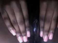 Busty black girl masturbates on webcam