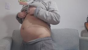 Bloated Belly Girl Grabs, Squeezes and Shows Off Her Huge Puffy Tummy on Camera