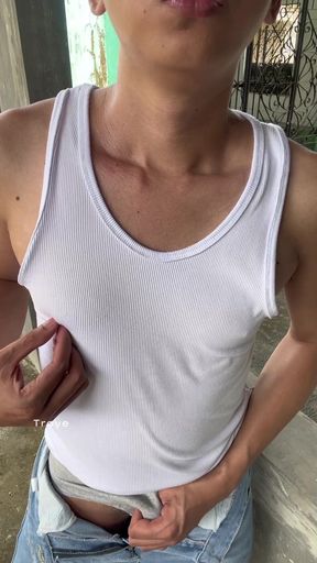 Asian Boy Is Too Hot in His White Top and Jeans