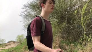 Hot Hunk Jerking His Big Dick (23cm) in Public Place near the dam/ Teen Boy