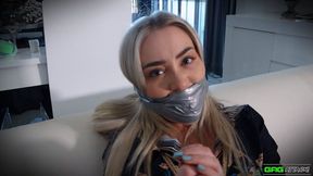 Aubrey - Sexy Business Lady Put in Rope Bondage FULL Bondage + 3 Gag Video MP4 HD