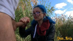 clarge selection of delicious warm sperm on the face of a cute teen girl with glasses who loves cock