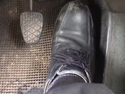 Barefoot driving - Truck - Pedal pumping brakes and accelerator socks shoes and bare naked feet
