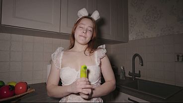 A Beautiful, Sexy Red-haired Slutty Girl Gives Her Ass for Me, Taking Long Big Cock to Her Ass