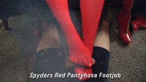Spyders Red Pantyhose Footjob 4