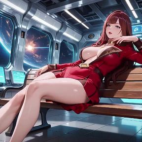 Red-haired Commander! Private Moments in the Sci-fi Ship Cockpit